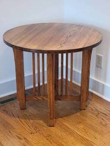 lot 5 image: Beautiful Prairie Mission Round Accent Table