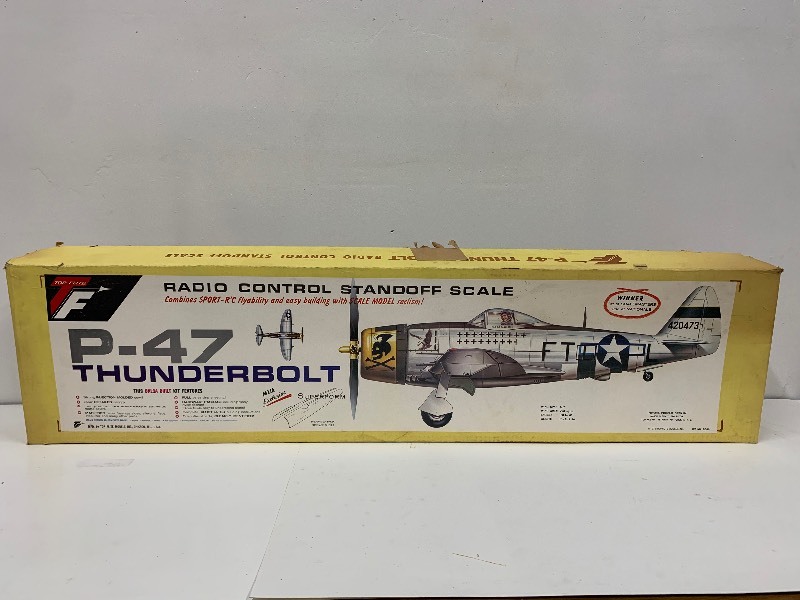 LARGE Vintage Top Flite P-47 THUNDERBOLT Balsa Wood R/C Model Airplane Kit, Fantastic Collection of NOS Vintage Balsa Wood R/C Airplane Model Kits