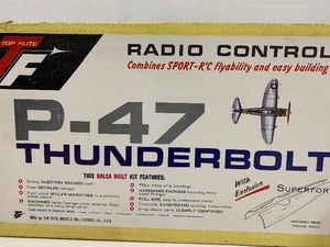 lot 15 image: LARGE Vintage Top Flite P-47 THUNDERBOLT Balsa Wood RC Model Airplane Kit