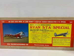lot 5 image: LARGE Vintage Sig Craftmans Maxey Hesters World-Famous RYAN STA SPECIAL RC Model Airplane Kit