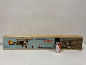 lot 26 image: LARGE Vintage Carl Goldberg Models CURTISS HAWK P-6E Balsa Wood RC Model Airplane Kit