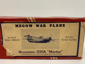 lot 40 image: Vintage Megow World Famous Model Kits - War Plane GRUMMAN G36A MARLET Balsa Wood Model Kit