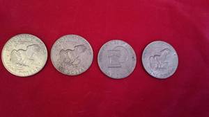 4 Ike US Silver Dollar Coins 1971,1972,1976,1978