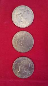 3 Ike US Silver Dollar Coins 1971,1972,1976
