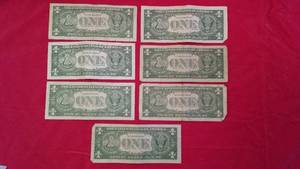 lot of 7 US $1 Silver Certificates, all 1957s