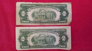 two US $2 Notes, both 1928
