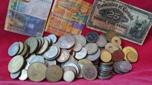 collection of foreign coins and currency