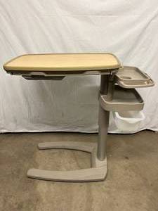 MSRP $2000 TOP OF THE LINE &amp AWARD WINNING STRYKER TRU-FIT SPLIT TOP HEIGHT ADJUSTABLE OVERBED TABLE&nbsp WSLIDE OUT VANITY COMPARTMENT &amp MIRROR ON BOTH SIDES PLUS SIDE TRAY WITH CUPHOLDERS &amp SIDE STORAGE COMPARTMENT - LIKE NEW