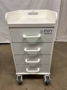 MSRP $850 TrippNT Compact 4 Drawer Locking Medical Cart, White, 14W x 19D x 27H - Great Condition - Top Needs Clean Up Otherwise Excellent Condition No Key - Can be Purchased Online