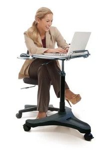 Aidata Ergonomic Sit-Stand Mobile Laptop Cart Work Station with Mouse Pad - Excellent Working Condition