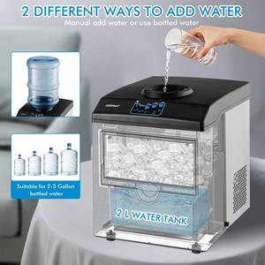 lot 44 image: 2-in-1 Stainless Steel Countertop Ice Maker Water Dispenser 48Lbs24H