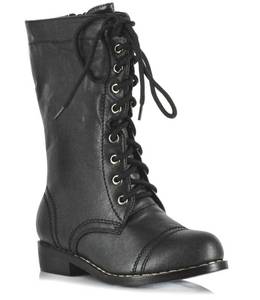 lot 33 image: Brand New  Tuffstuff Ellie Shoes Black Lace-Up Child Combat Boots (Size L 23)