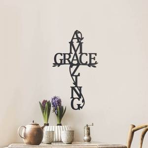 lot 44 image: Brand New - Open Box  Amazing Grace Black Wood Cross