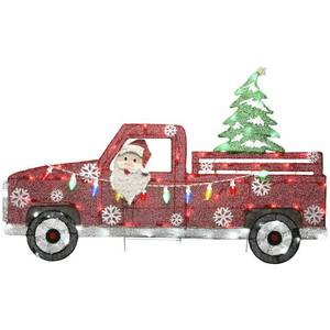 lot 112 image: Brand New National Tree Company 27 Lighted Santa in Red Truck