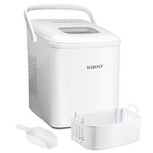lot 139 image: Brand New - Open Box Item Igloo 26-Lb. Self Cleaning Ice Maker with Carry Handle