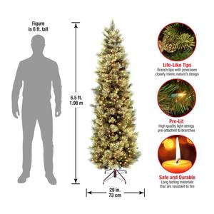 lot 155 image: Brand New  National Tree Company 6-12 Carolina Pine Slim Christmas Tree - Clear Lights
