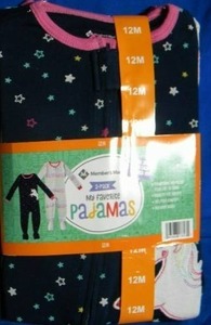 lot 190 image: Brand New Members Mark NWT Baby Girls 12-Months Unicorn & Stars My Favorite Pajamas 2-Pack