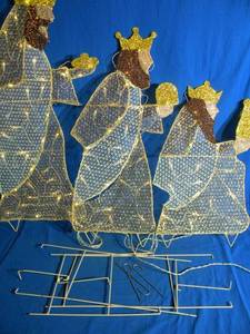 lot 200 image: Christmas Illuminated Large Yard Decorations and Miniature Christmas Sand Tree Decorations