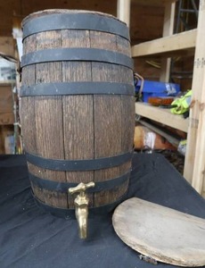 VINTAGE WOODEN BARREL WITH SPOUT