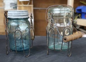 VINTAGE MASON JARS AND STANDS