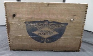 VINTAGE WOODEN MATCH  BOX