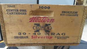 VINTAGE WOODEN AMMO  BOX