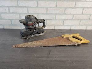 lot 461 image: Craftsman Electric Sander (Works) and Hand Saw - NO SHIPPING