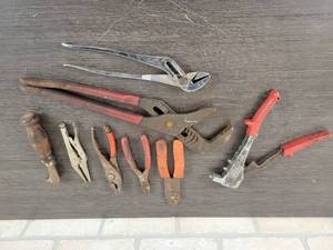 lot 510 image: Large Adjustable Pliers, Crimpers, Marson Rivet Gun and More