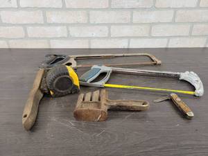 lot 521 image: Tape Measure, Hacksaws, Belt Dresser Tool and More