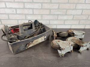 lot 523 image: Tote Caddy w Hardware and (4) 5 Caster Wheels - NO SHIPPING