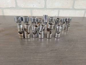 lot 555 image: (15) Snap-on 38 Drive Swivel Sockets - Sizes up to 78 and 19mm