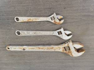 lot 608 image: (3) DIAMALLOY Adjustable Wrenches - 15, 10 and 8 - Duluth, MN