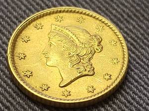 1853 US $1 GOLD PIECE UNC