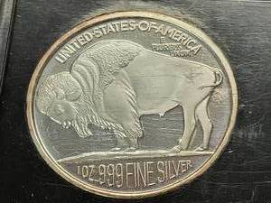 1 TROY OZ .999 FINE SILVER INDIAN BUFFALO ROUND