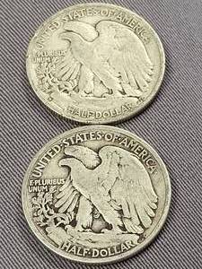 2 WALKING LIBERTY HALF DOLLARS 1935-D 1936