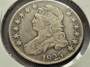 1825 US BUST HALF DOLLAR VF30