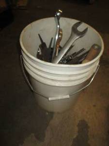 Bucket of files ,wrenches and socke...