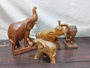 lot 74 image: Collection Of Wood Carved Elephants