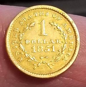 1851 US GOLD DOLLAR TYPE 1 AU