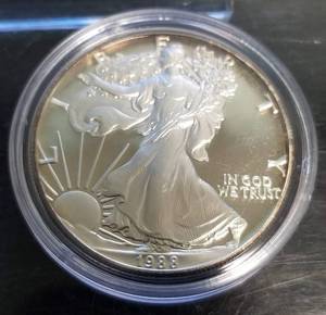 1988 PROOF AMERICAN SILVER EAGLE IN ORIGINAL AIRTITE