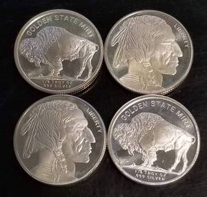 4 X � OZ INDIAN BUFFALO ROUNDS 1 TROY OZ .999 FINE SILVER