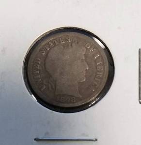 GROUP OF 4 US SILVER DIMES 1 BARBER 3 MERCURY