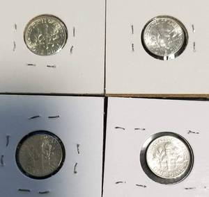 GROUP OF 4 BU SILVER ROOSEVELT DIMES AS PICTURED