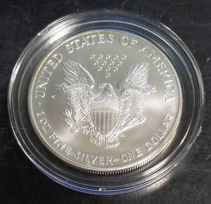 1999 AMERICAN SILVER EAGLE 1 TROY OZ .999 FINE SILVER COLOR ENHANCED