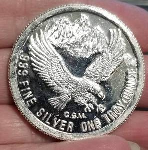 1982 GOLDEN STATE MINT PROSPECTOR 1 TROY OZ .999 FINE SILVER