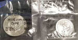 2 SILVER COINS 1964 QUARTER & 1964 KENNEDY HALF DOLLAR LITTLETON SEALED