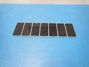 lot 41 image: Lot of 7 iPhone 5cs  4 units have 16GBs of storage, 3 units have 8GBs  4 units are CDMA carrier network, 3 units are GSM carrier network  all are functional units  may have light scratches on units