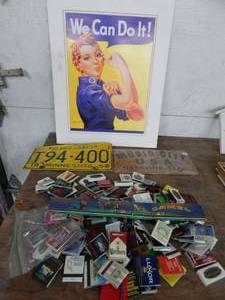 lot 21 image: Match Collection, 2-License Plates, Rosie The Riveter Picture