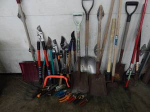 lot 28 image: Large Assortment Of Lawn & Garden Implements