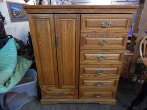 lot 30 image: 7-Drawer, 2-Door-Arbek Cabinet Honey Oak 46x18x54